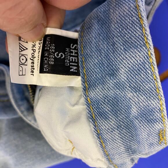 SHEIN Mom Jeans Women's High Waisted Distress Light Wash Size Small - Picture 9 of 11